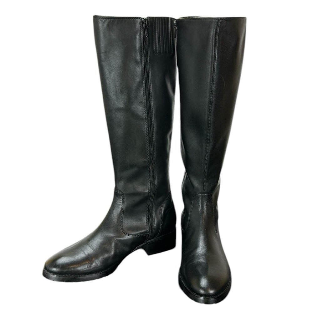 Donald J Pliner Black Vachetta Leather Tall Boots Sz 9.5 BIXBI3-35 Riding Boots